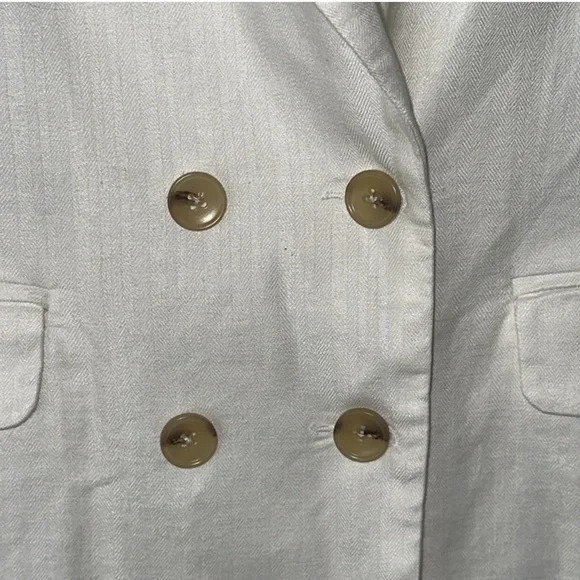 Evereve Alexa Doubke Breasted Women's White Linen Blazer Size Large - Picture 4 of 8